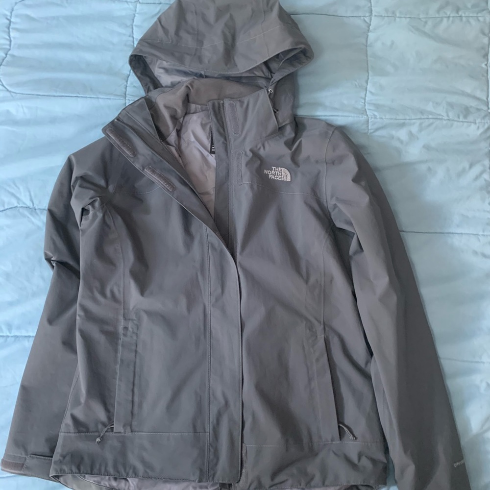 Grey North Face Rain Coat
